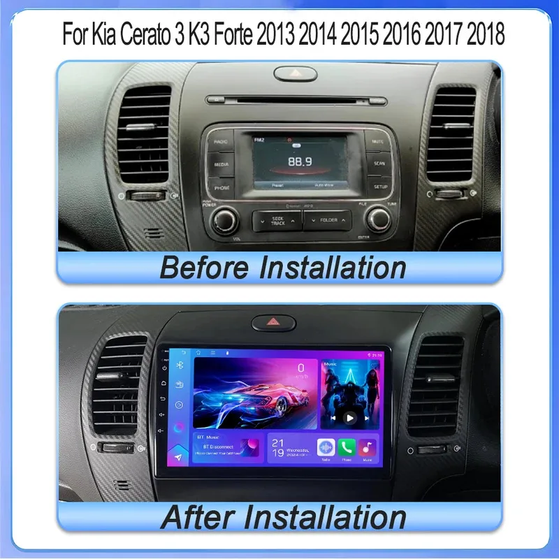 

2 Din Android 15 Автомобильный радиоприемник для Kia Cerato 3 K3 Forte 2013 2014 2015 2016 2017 2018 Мультимедийный видеоплеер Навигация GPS 5G RDS