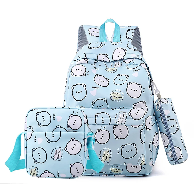 

2024 NEW Korean fresh teddy bear printed women's backpackHigh quality cartoon school bags for teenage girls Student Mochila sac