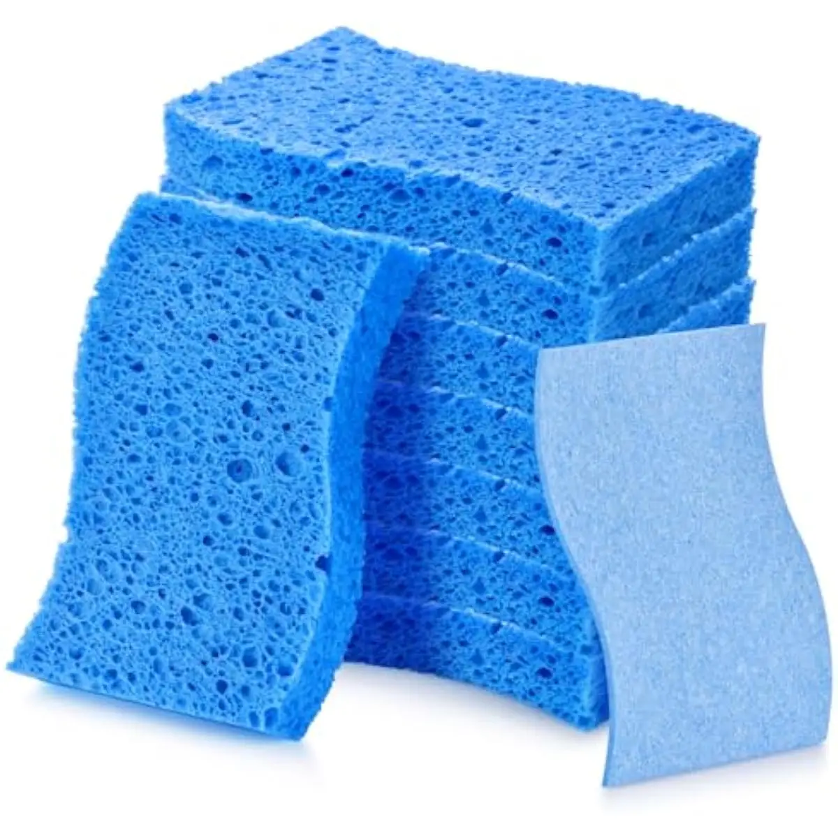 8PCS Blue Dish Washing Kitchen Sponge, Compressed Pack, Save Space