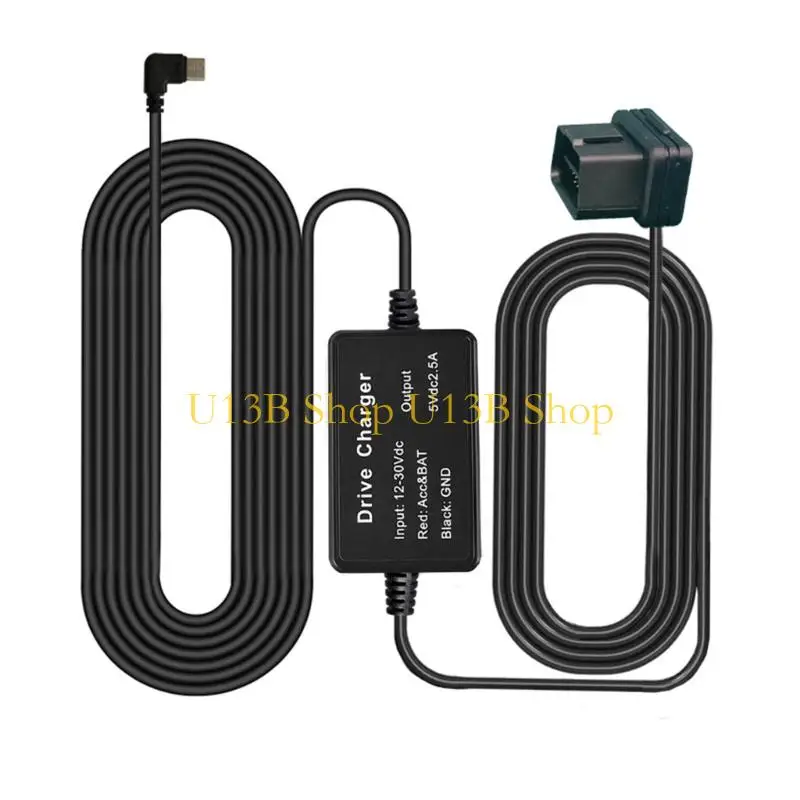 U13B OBD Type C Step Down Power Cable for Vehicle Electronics, 12V/24V Input, 5V 2.5A DashCam Adapter for GPSs Units