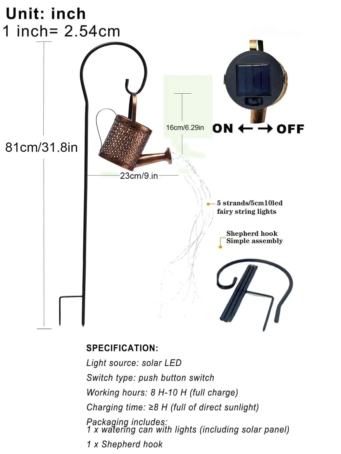 1PC Vintage Solar Tea Kettle Lantern - Rustproof Iron Outdoor Light for Garden/Patio/Pathway, Waterproof & Auto Dusk-to-Dawn