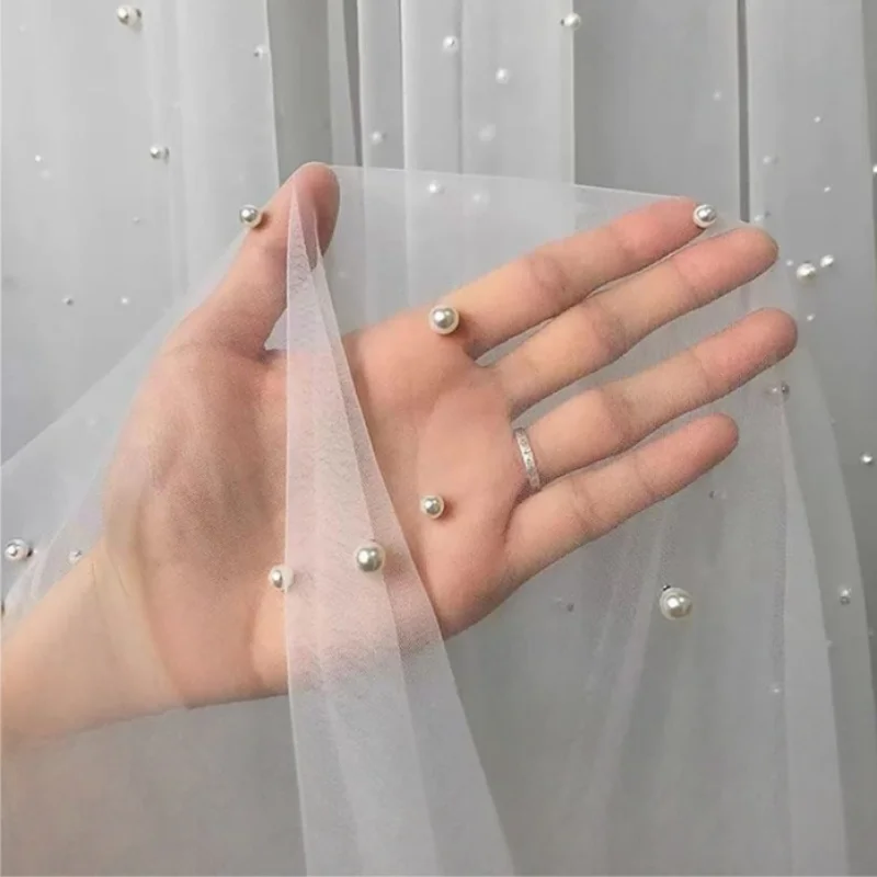 2 Pc 9.8 Feet Pearl Table Flag Wedding Kace Tablecloth Chiffon Sheer Tablecloth Suitable For Wedding Birthday Party Decoration