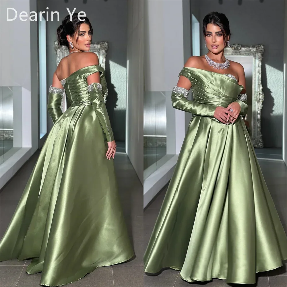 

Prom Dress Formal Evening Gown Dearin One Shoulder Ball Floor Length Skirts Draped Fold Layered Bead Bespoke Occasion Dresses Sa