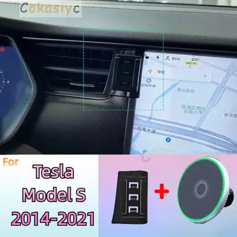 테슬라 모델 S 2014 20015 2016-2021 마그네틱 휴대폰 거치대, 15W 무선 충전 스탠드, MagSafe 휴대폰 지지대 커스텀 베이스