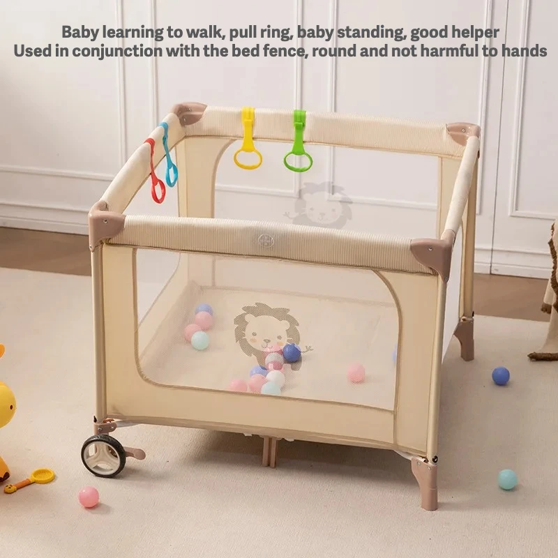Foldable Baby Crib with Wheels - Portable Newborn Bed, Convertible Playpen & Bassinet | Multifunctional Infant Travel Crib