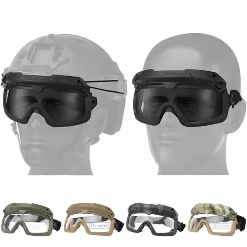 Tactical Goggles Outdoor Anti Fog Glasses Airsoft Paintball Hunting Hiking Safety Eye Protection 2 Modes for Fast Helmet