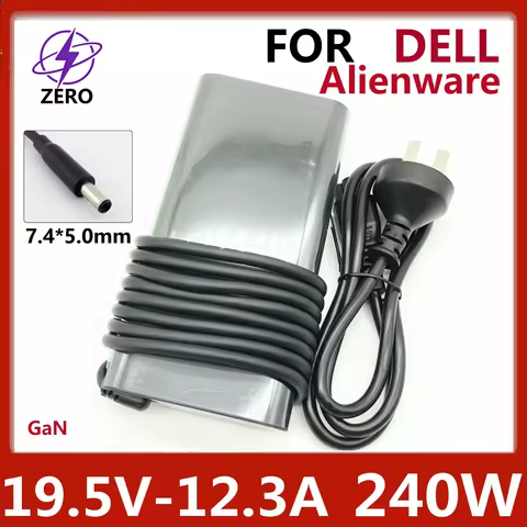 Original 240W 19.5V12.3A 7.4*5.0mm Gan Ac Adapter Laptop Charger for Dell Alienware X15 M15 X17 Laptop Power Supply