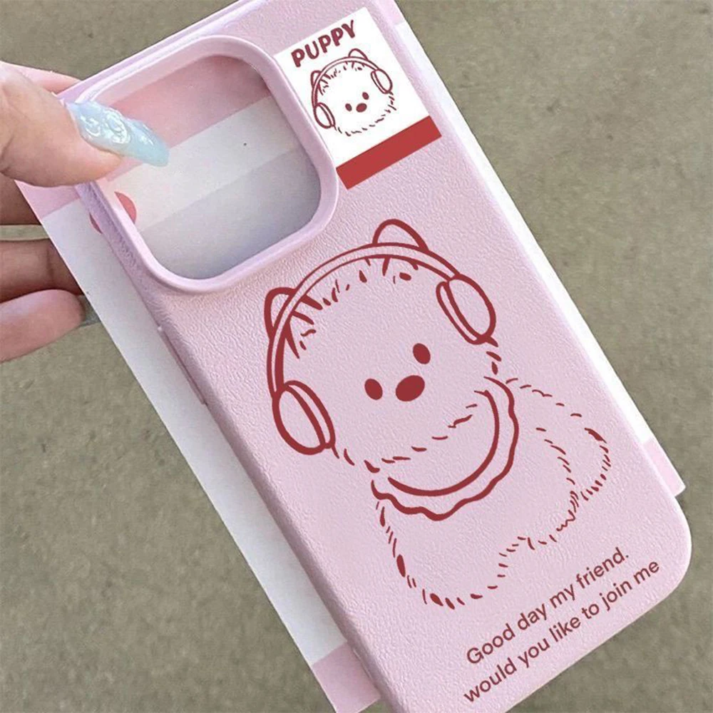 귀여운 가죽 휴대폰 케이스, 아이폰 16 프로 맥스 15 14 13 12 11 프로 16 15 14 플러스 X XS XR XS 맥스 충격 방지 보호 케이스 범퍼