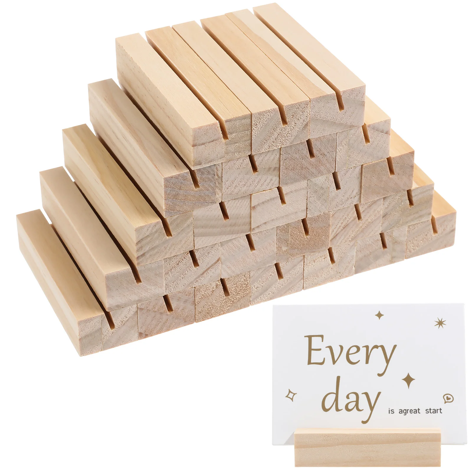 

25pcs Wooden Card Holder Rectangular Desk Easel Stand for Business Table Number Display Home Office Use Memo Picture