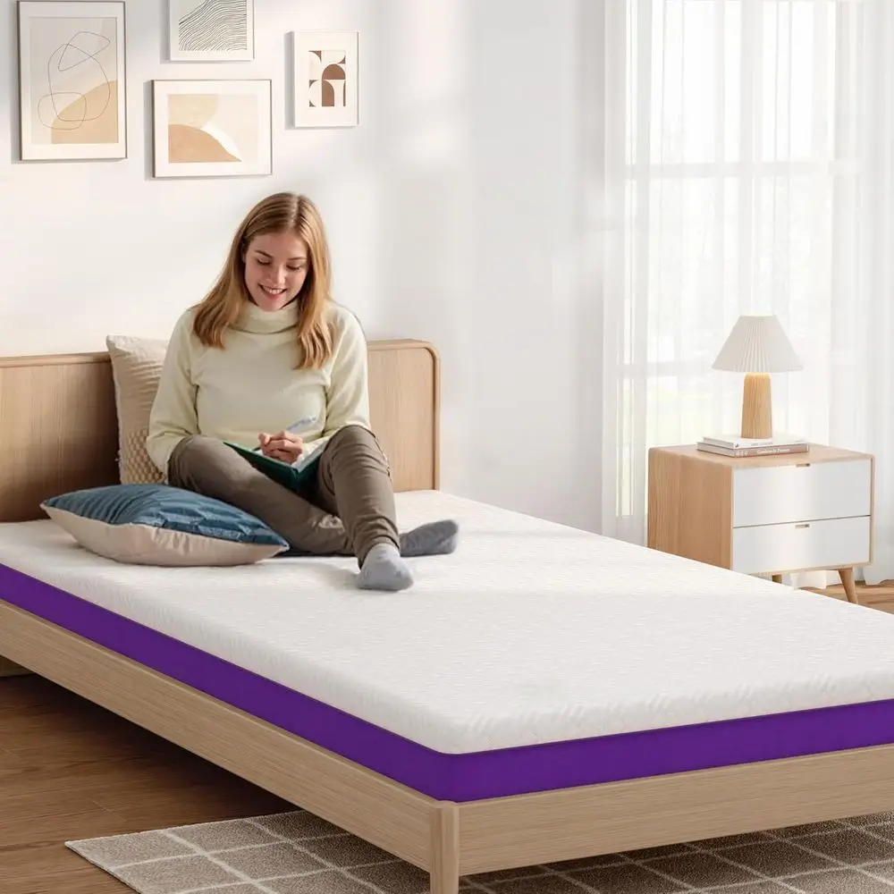 6 Twin Mattress for Dorms, Daybeds, Living Rooms - Gel Memory Foam, Medium Firm, Washable Cover view 2