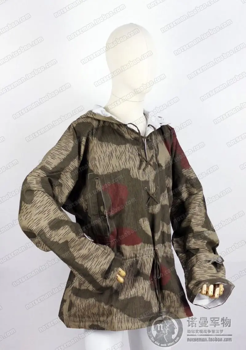 Reproduction Cosplay WW2 German WH Tan Water Camouflage and Splinter Pattern Camouflage Sniper Blouse White Reversible Smock
