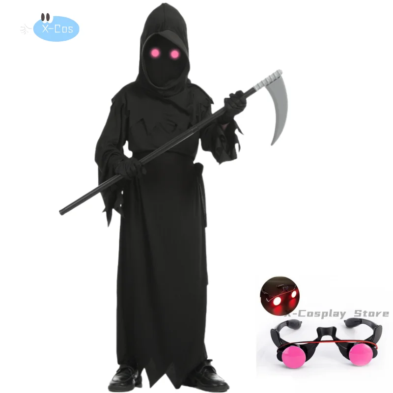 Fato de grito de Halloween para crianças e adultos, Dance Party Performance, Trajes de Cosplay Assustadores Horror, Óculos Pretos, Vestir