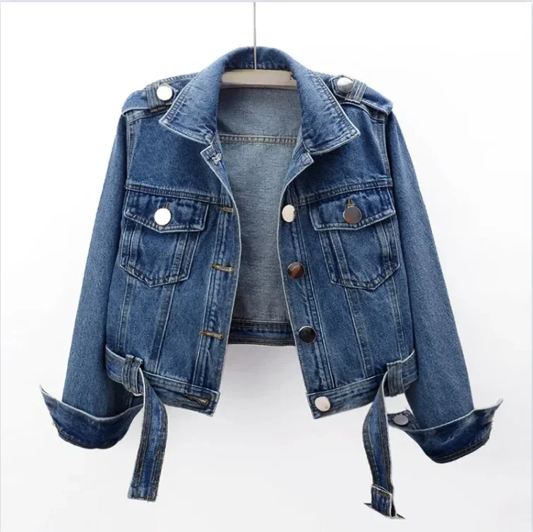 2024 Spring And Autumn New Short Denim Jacket Women's Korean Loose Casual Jacket Blue