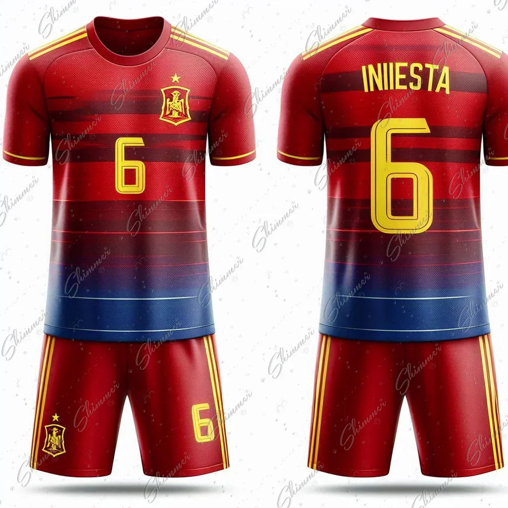 2pc AI Design Spain Style Kids Youth Training And Competition Football Jearsey Shirt Jersey Children\'s Soccer Kits Man Uniform