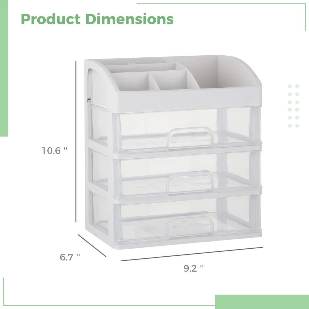 Organizer na przybory do makijażu Organizer na kosmetyki do przechowywania kosmetyków z 3-szufladami Organizer produktów do pielęgnacji skóry do