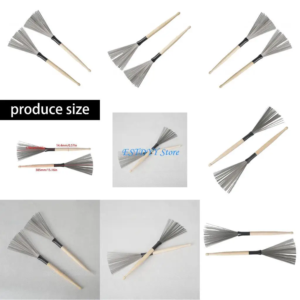 

G6DE 2pcs Premium Ergonomic Drum Brush and 2 in 1 Set for Comfortable Playing in Studio Settings