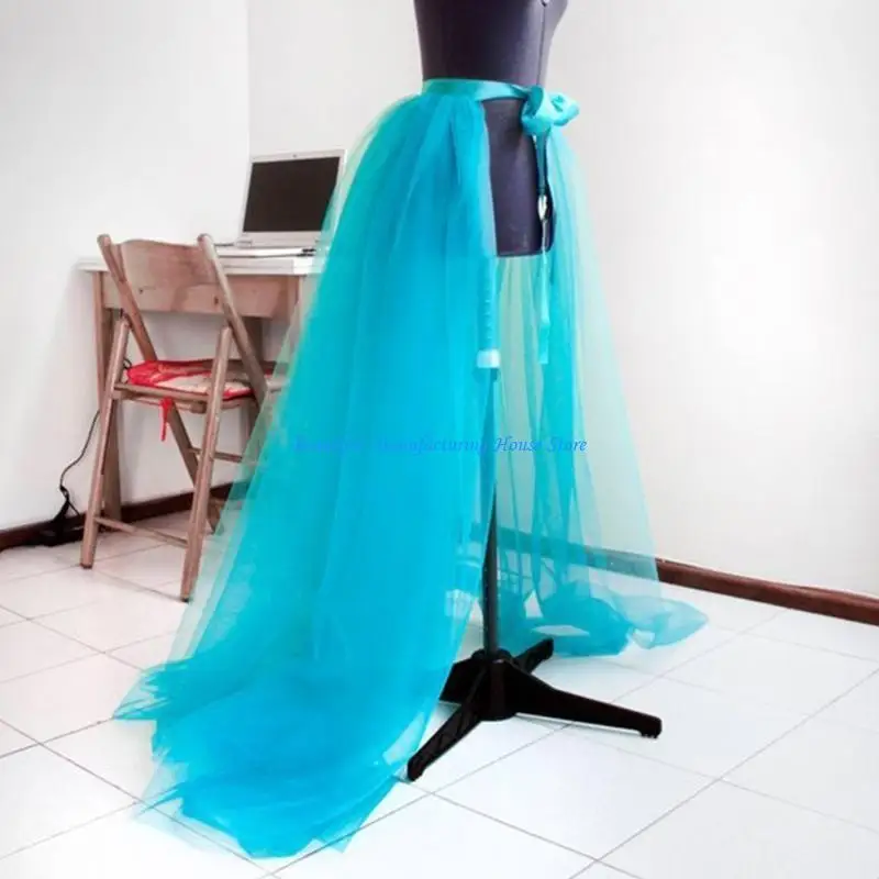 E56A Women's Maxi Tulle Skirt Floor Length Sheer Overlay Tutus for Evening Prom Event