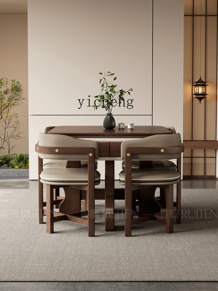 

solid wood mahjong table automatic mahjong machine dining table dual-purpose multi-functional tea and hemp integrated table