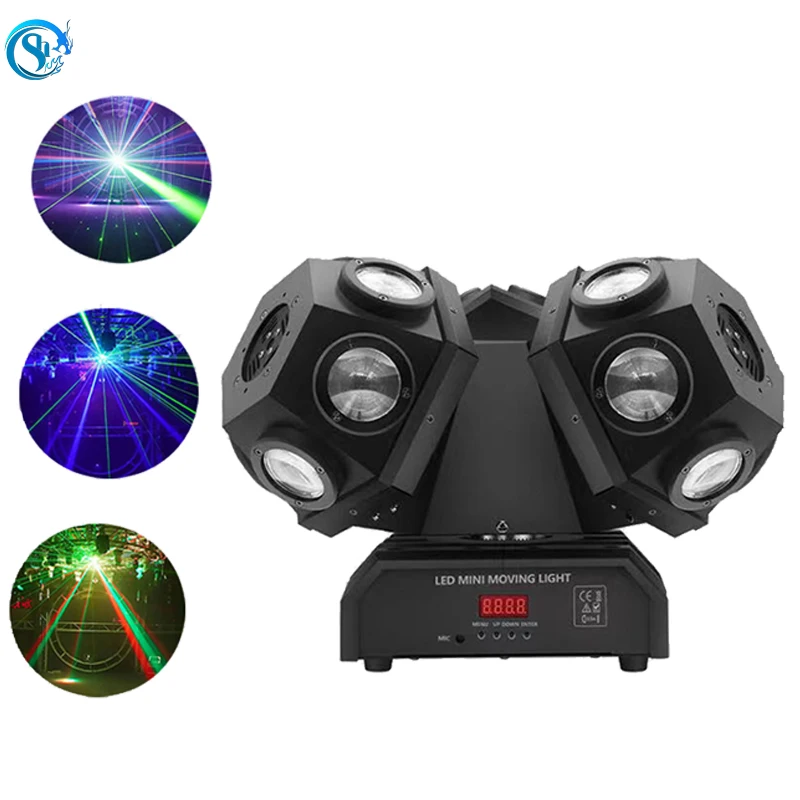 

Professional Stage Projector Three Heads RGBW 3in1 LED Beam Rotating Moving Head Laser Light DMX Control for Bar Disco Party