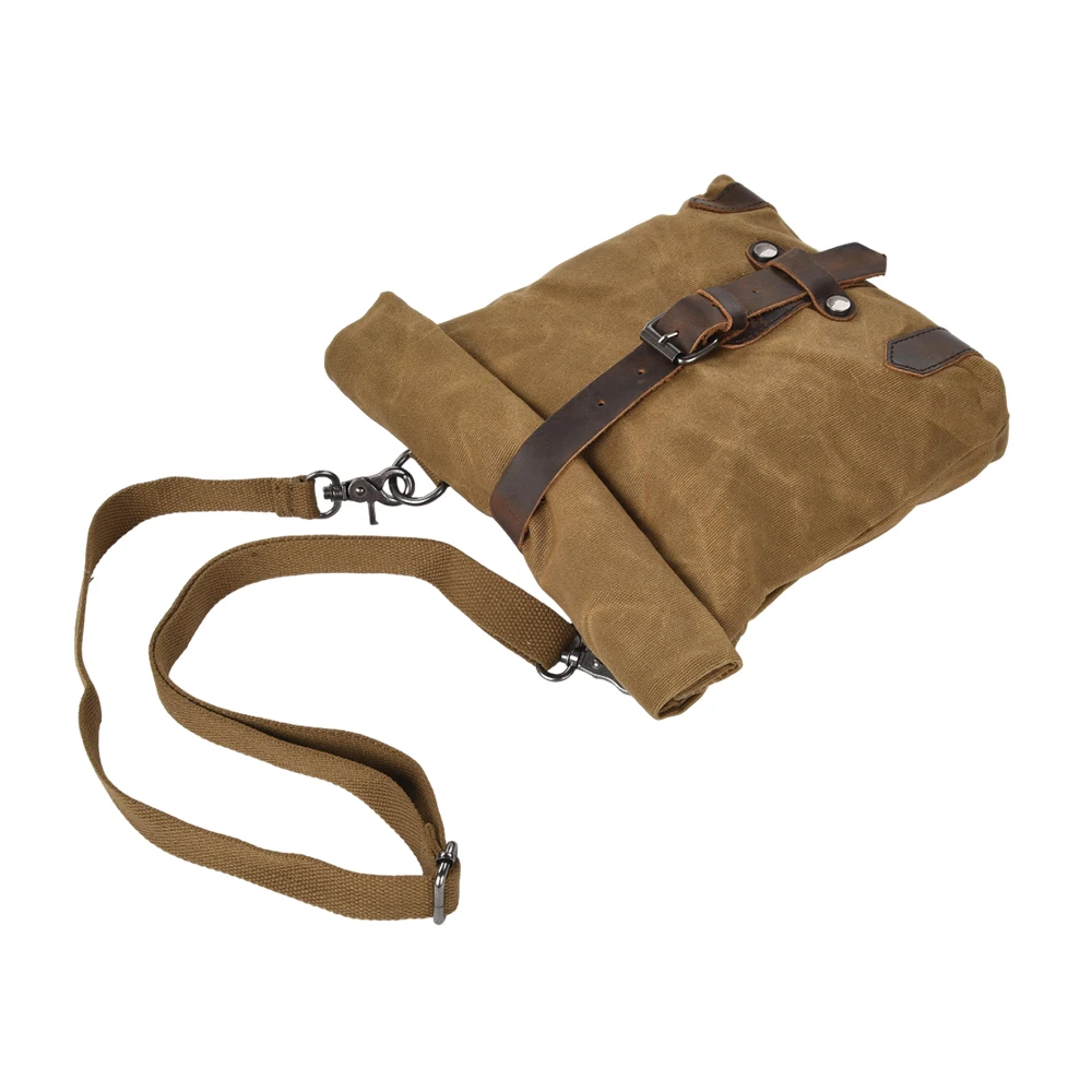 Waterproof Toolkit Crossbody Bag Vintage Style Motorcycle Side Bag Oil Wax Canvas Small Electric Car Head Bag