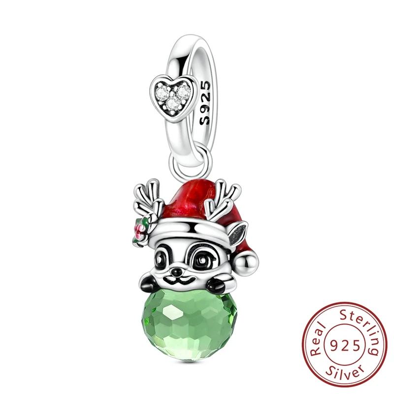 

Original 100% 925 Sterling Silver Christmas Deer Dangle Charm Fits Bracelet For Women DIY 925 Silver Winter Christmas Gifts
