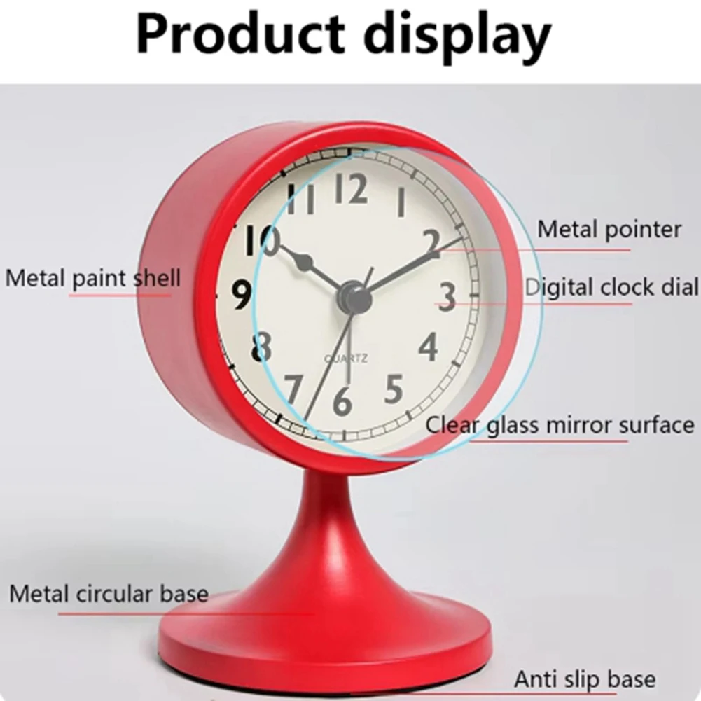 

Скандинавский металлический круглый будильник, бесшумные настольные часы, домашний декор A
