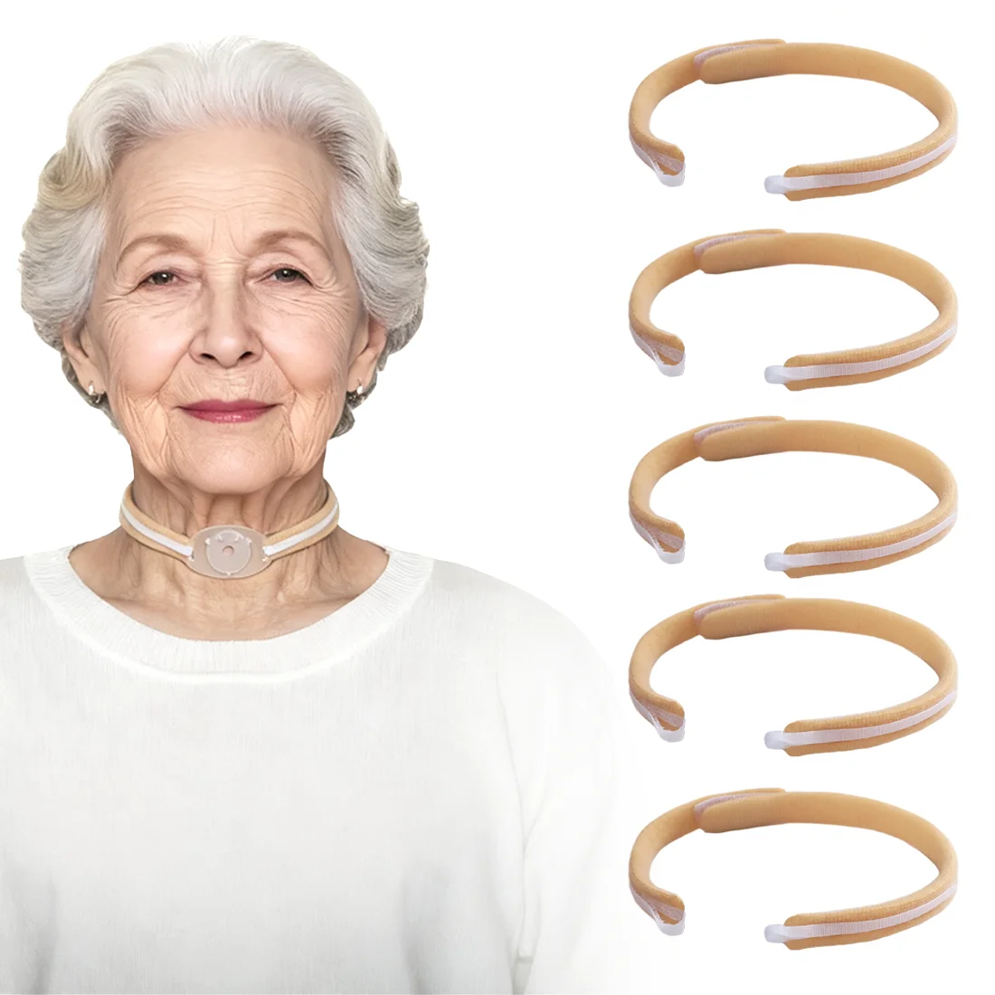 

Ehucon Tracheostomy Tube Holder Adjustable Trach Tube Neck Strap with Hook Loop Skin-Friendly Tracheostomy Neckband Collar