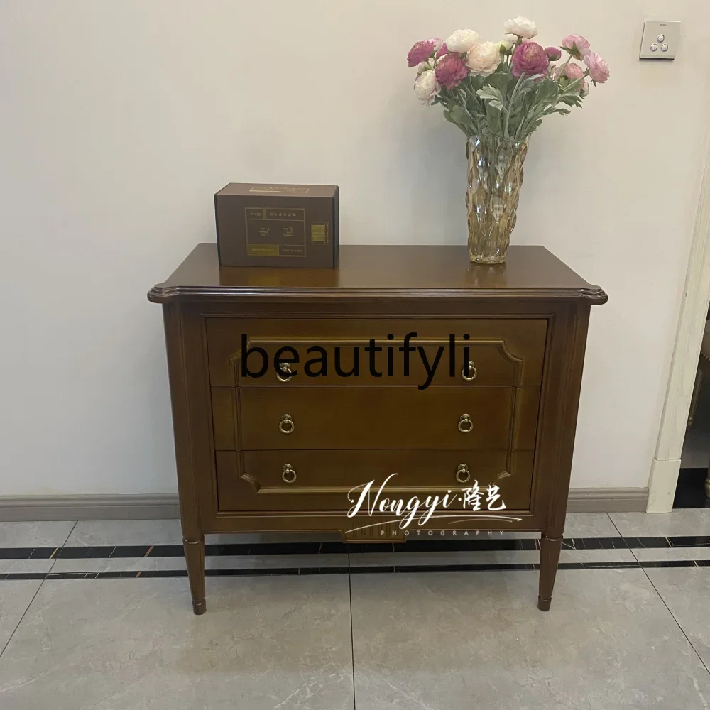 

53Medieval solid wood removable decorative storage cabinet American country bedside cabinet locker