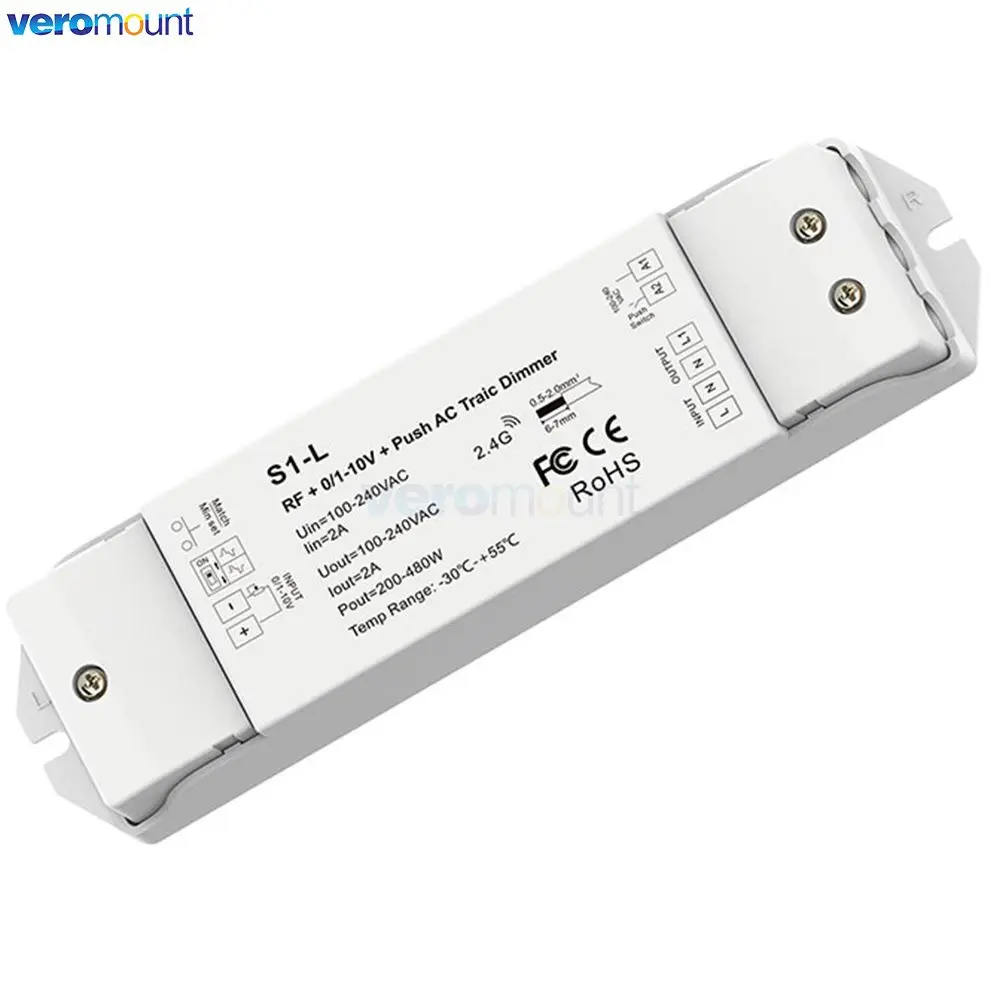 Skydance AC Triac Dimmer AC100-240V 1CH*1.5A RF+Push AC Phase-cut Dimmer S1-B S1-F 1CH*2A RF+Push AC Phase-cut Dimmer TR1 S1-L