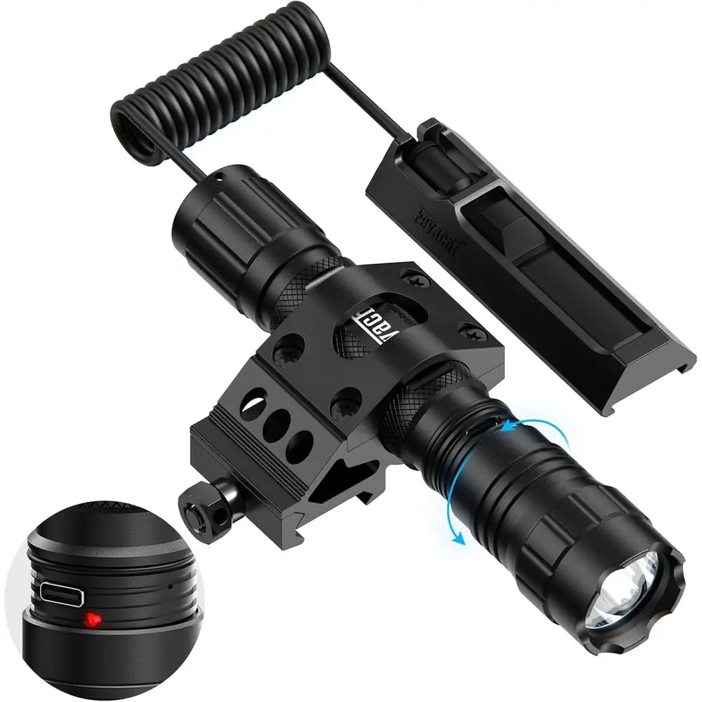 

eyachi 1500 Lumen LED Tactical lashlight IPX7 Rating Rechargeable 4 es Light Picatinny Rail lashlight Included with Prure Switch