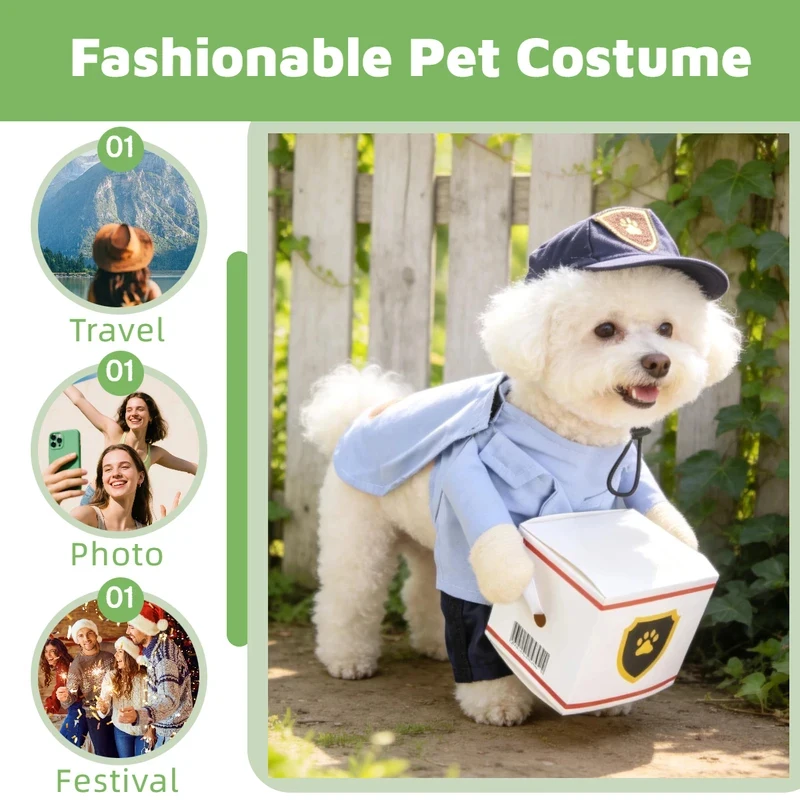All-weather cute transformation outfit for dogs - Mailman style - Super adorable