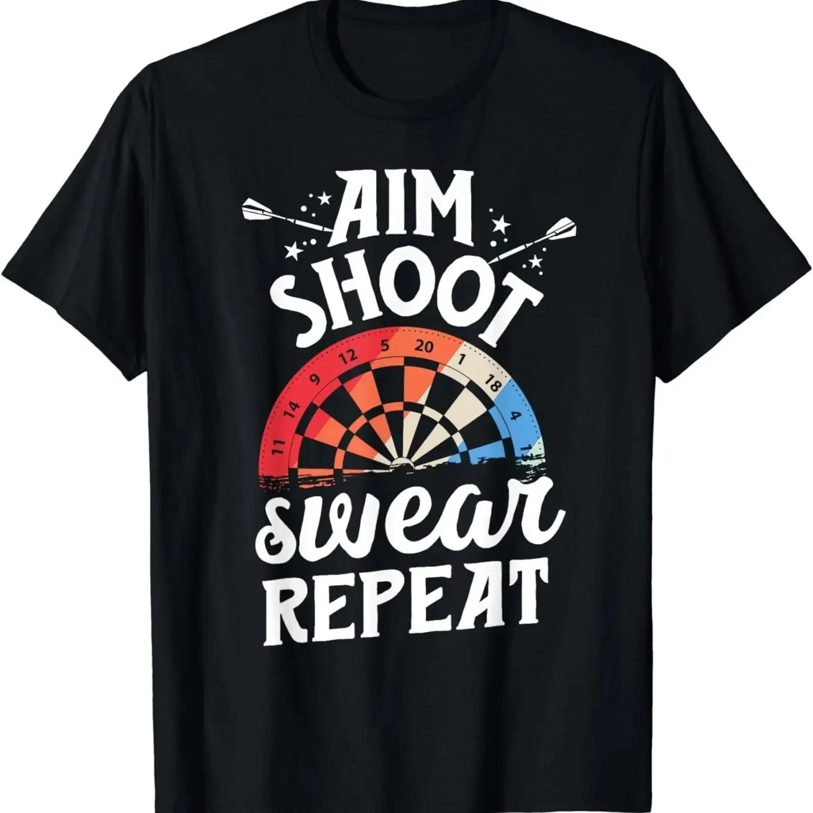 Funny Dart League Player s Aim Shoot Swear Repeat T Shirt vintage Washed designer clothes homme Top For Everyday Wear graphic