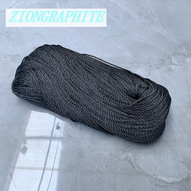 Diameter 2mm-6mm* 10m Graphite rope Carbon fiber rope Conductive High temperature resistance