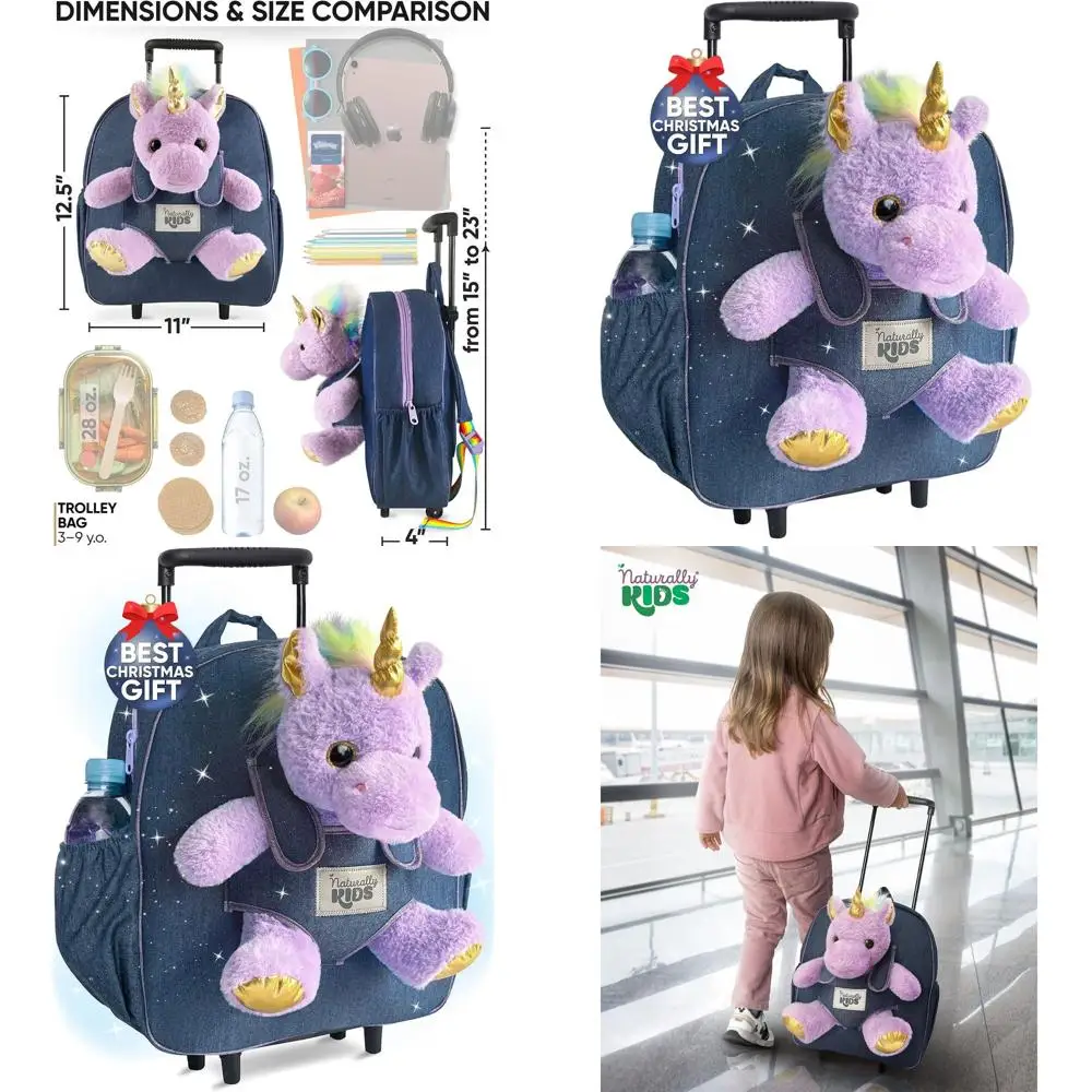 

Unicorn-Themed Toddler Luggage Set, Rolling Backpack & Suitcase for Girls, Age 3-6, Perfect Gift