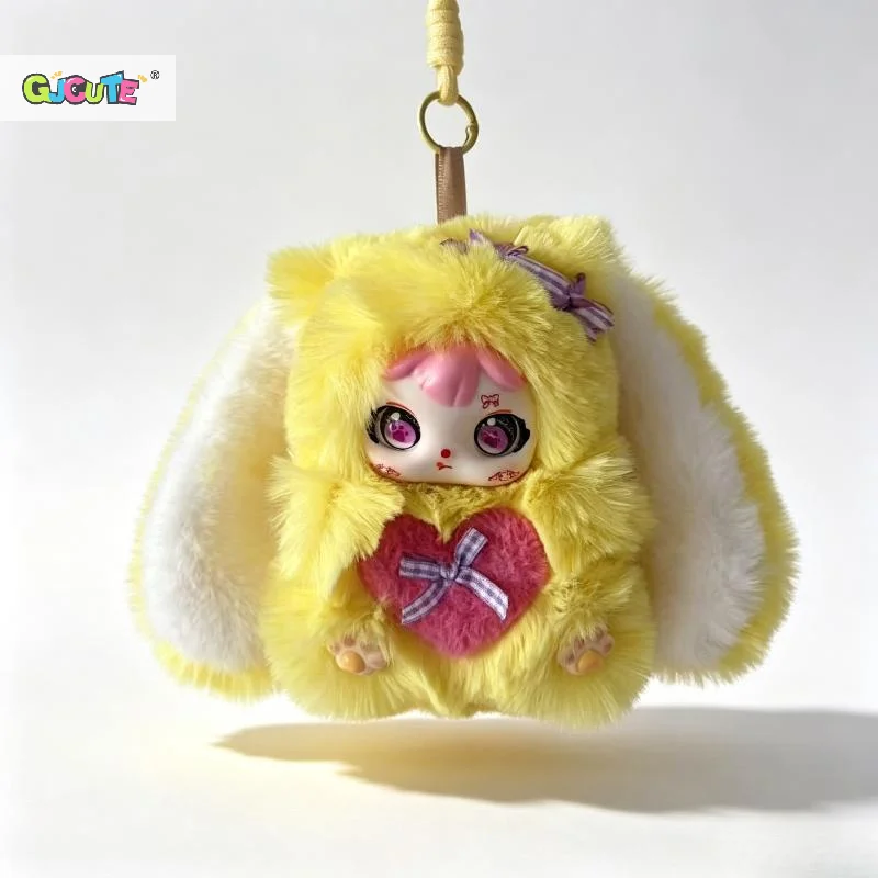 Cute Long Ear Bunny Plush Keychain Fluffy Sweet Rabbit Vinyl Doll Pendant Decor Backpack Hanging Charm Girls Kawaii Gift