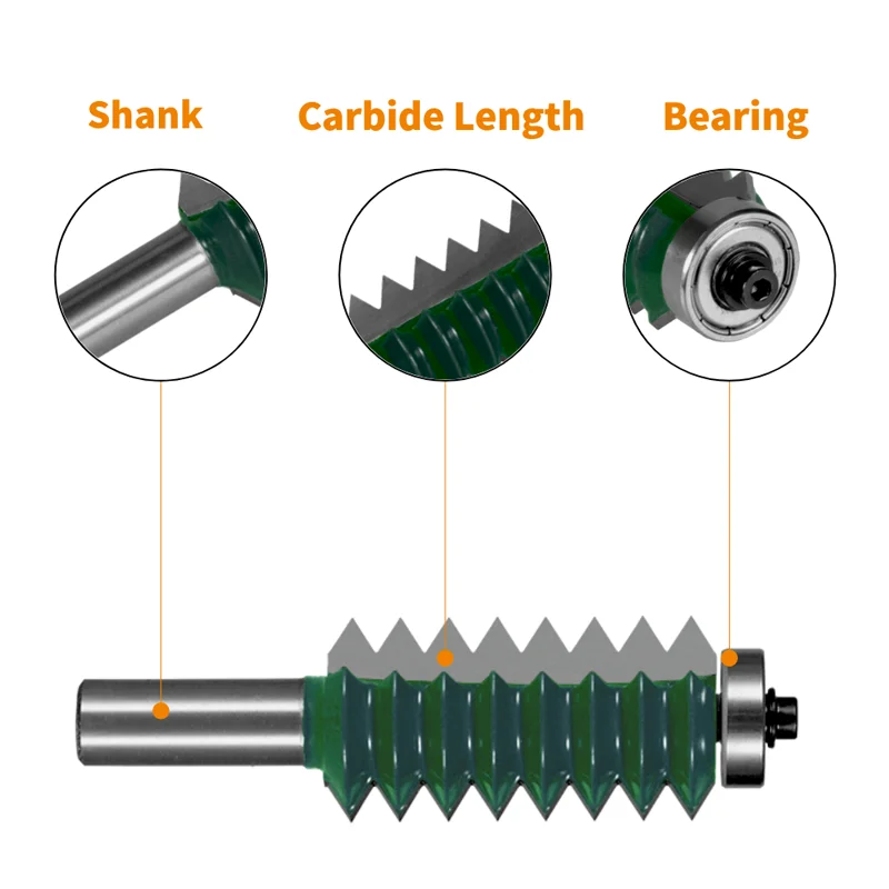 Multi-Tooth Forma Fresa, Green Router Bits, Face Mill, Carpintaria, End Mill, Shank, 12mm