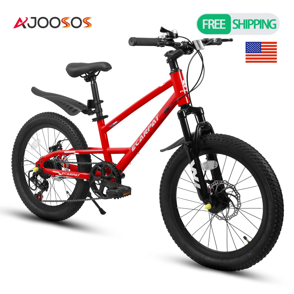 

20 Inch Children's Mountain Bike Steel Frame 7 Speed Front Suspension Disc Brake 20x2.125 Tires Kids Mountain Bicycle for 6+