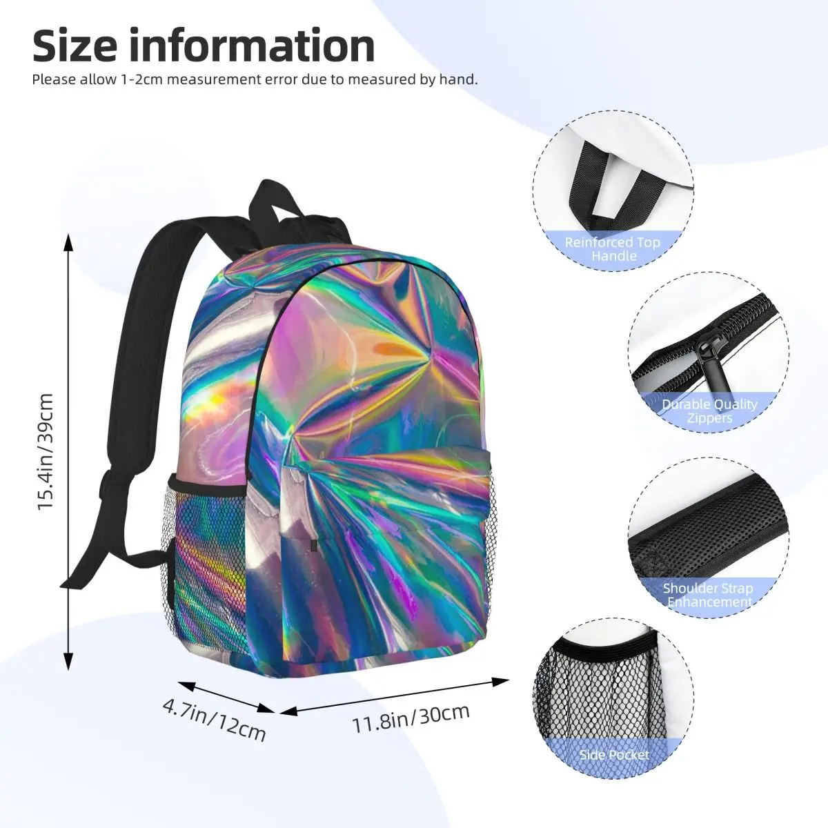 Holographic Backpacks Teenager Bookbag Casual Students School Bags Travel Rucksack Shoulder Bag Large Capacity