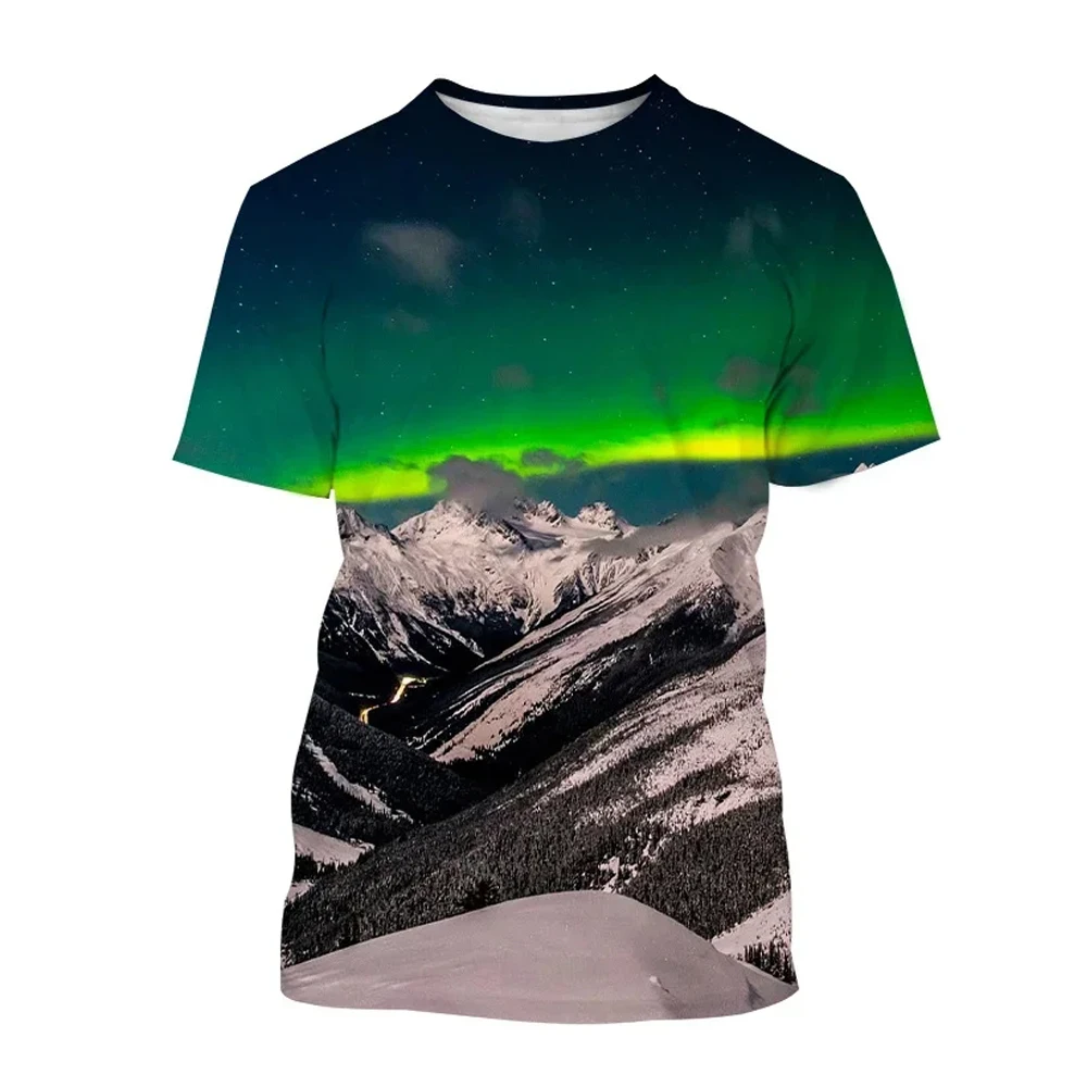 Landscape 3D Printed T-shirt Fashion Sports Casual Men's Short Sleeve Clothing Unisex Harajuku Loose Oversized Round Neck Tops