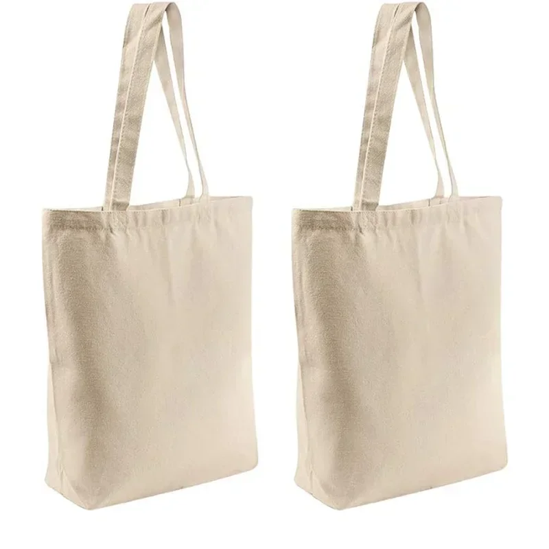 e-SPR4 Canvas Tote Bags,2 Pcs Tote Bag Multi-Purpose Reusable Blank Canvas Bags Use For Grocery Bag,Shopping Bags,DIY