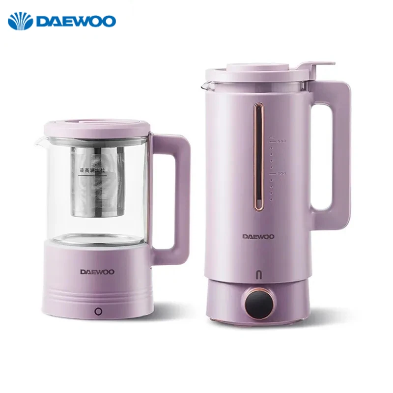 

DAEWOO 600ml Soymilk Machine Portable Double Cup Food Blender Smart Display Multifunctional Health Pot Filter-Free Soymilk Maker