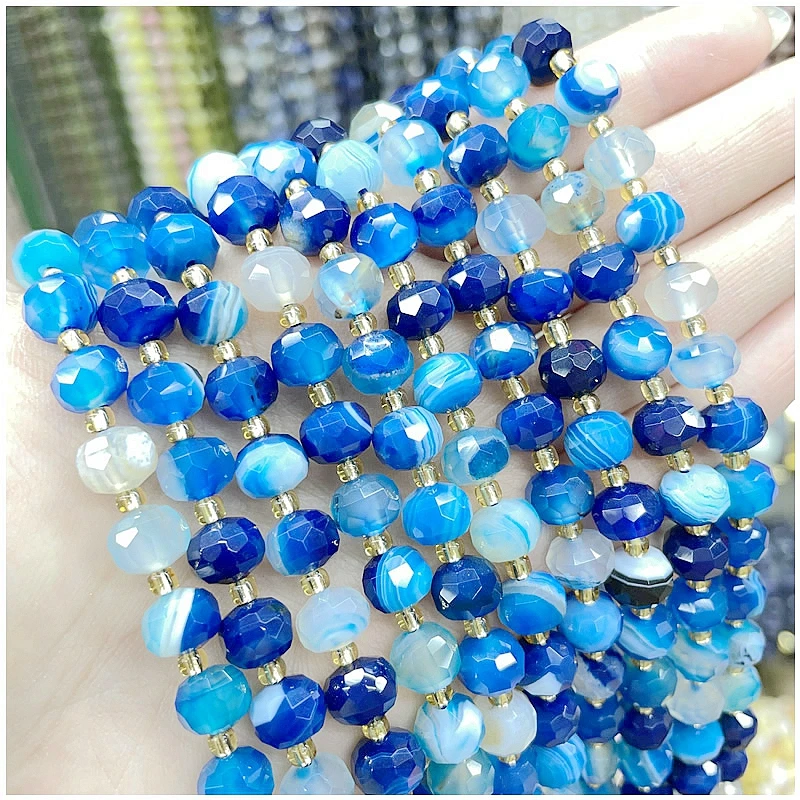 Neue 6X8MM Naturstein Amethyst Tigerauge Amazonit Kristall Eingelegte Radperlen DIY Schmuckherstellung Armband Halskette Zubehör – Detail 8