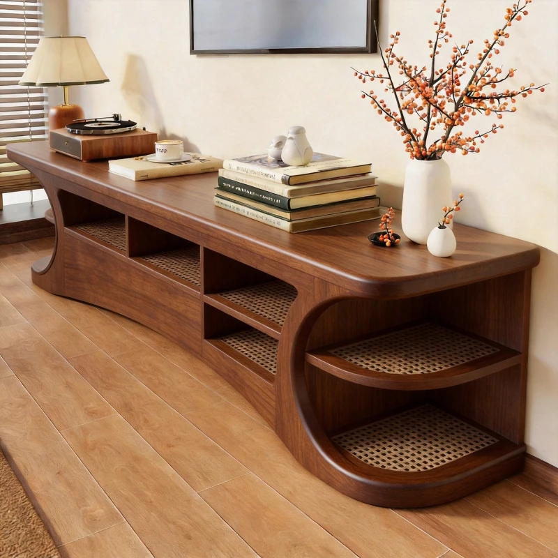 TV cabinet integrated shelf household living room low cabinet against the wall storage floor long cabinet placement rack