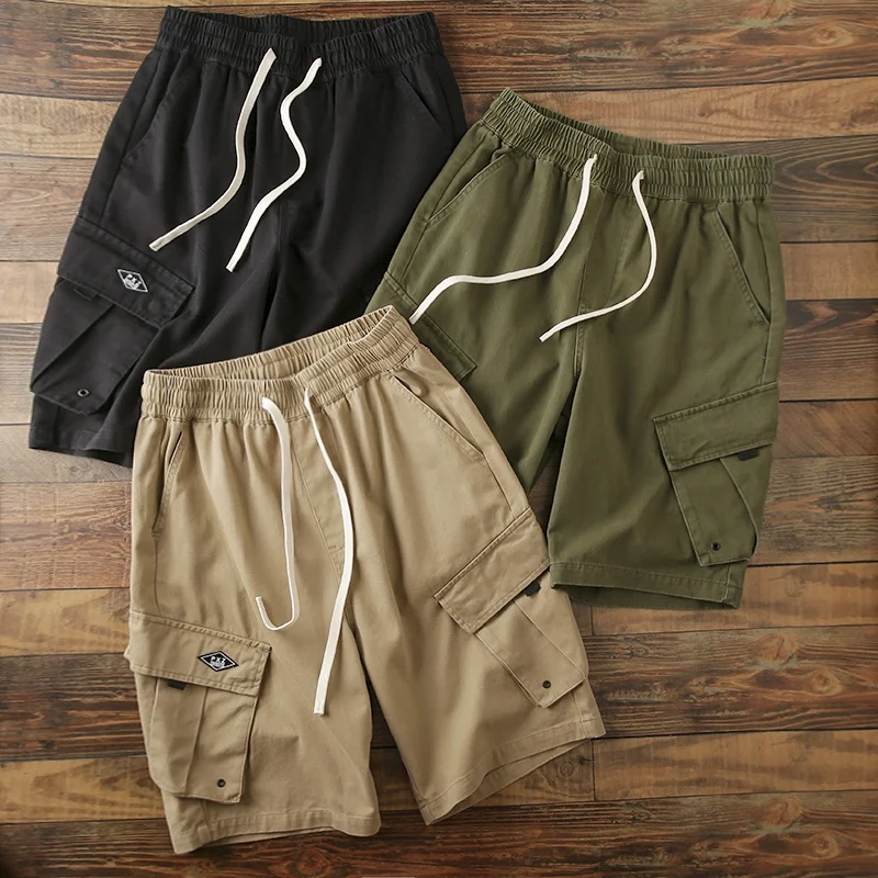 

American Sle Workwear orts Men's Summer Trendy Loose Straight Cut mid Waist Pants Multi ket Faionable Five-Quarter P...