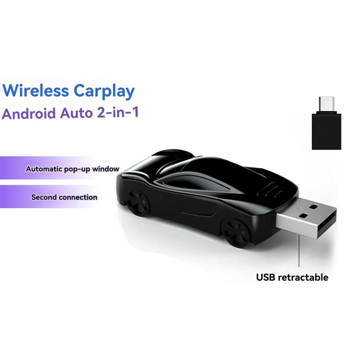 

Беспроводной адаптер Carplay Android Auto 2 в 1, USB Type C, беспроводной автомобильный адаптер, преобразование проводов Android Auto в беспроводе