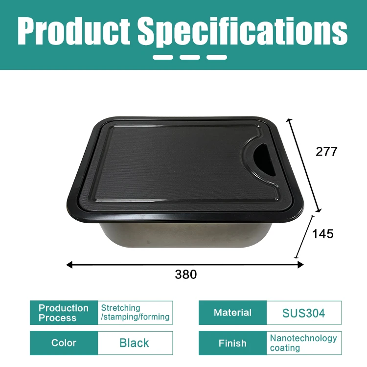 JDA Round Black Kitchen Sink 304 Stainless Steel Countertop Single Bowl RV Sink For Motorhome RV Caravan Camper Yacht Boat