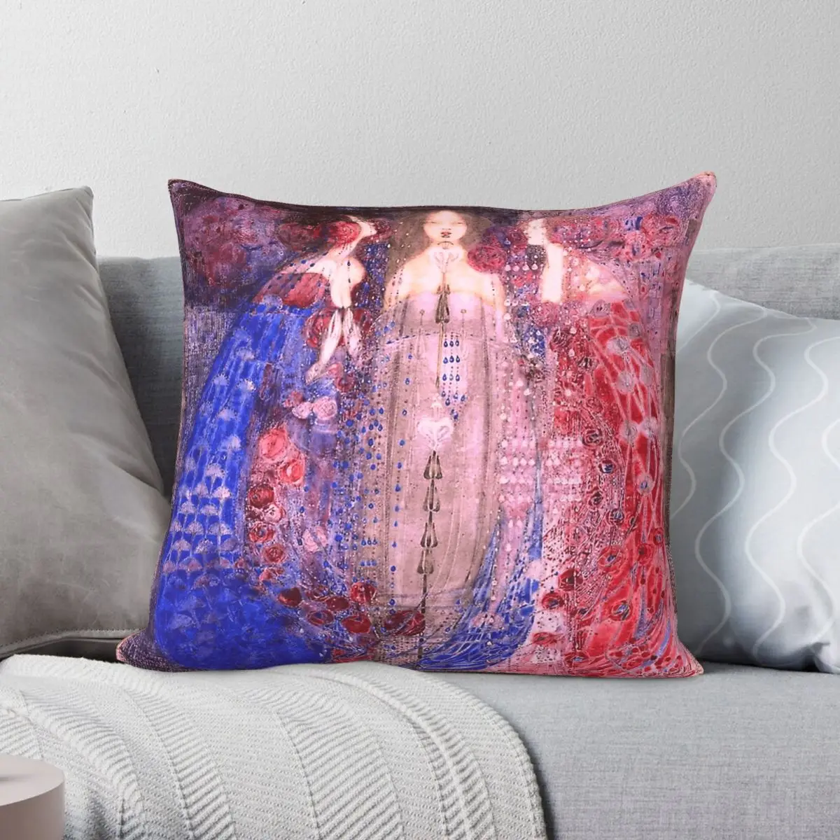 Margaret Macdonald Mackintosh Three Perfumes Square Pillowcase Polyester Linen Velvet Printed Throw Pillow Home Cushion Cover