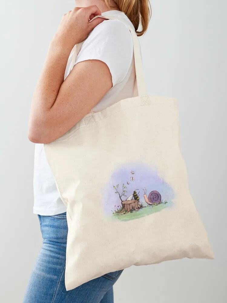 

Bee with Friend Snail Tote Bag sacs de shopping Women's bags canvas shopping bag Eco bag