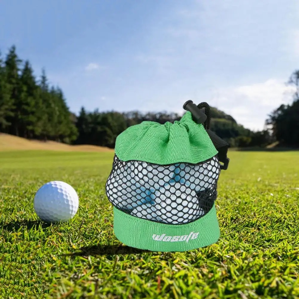 Golf Ball Storage Bag Hanging Buckle Large Capacity Golf Equipment Storage Pouch Drawstring Golf Ball Pouch Net Mesh Storage Bag