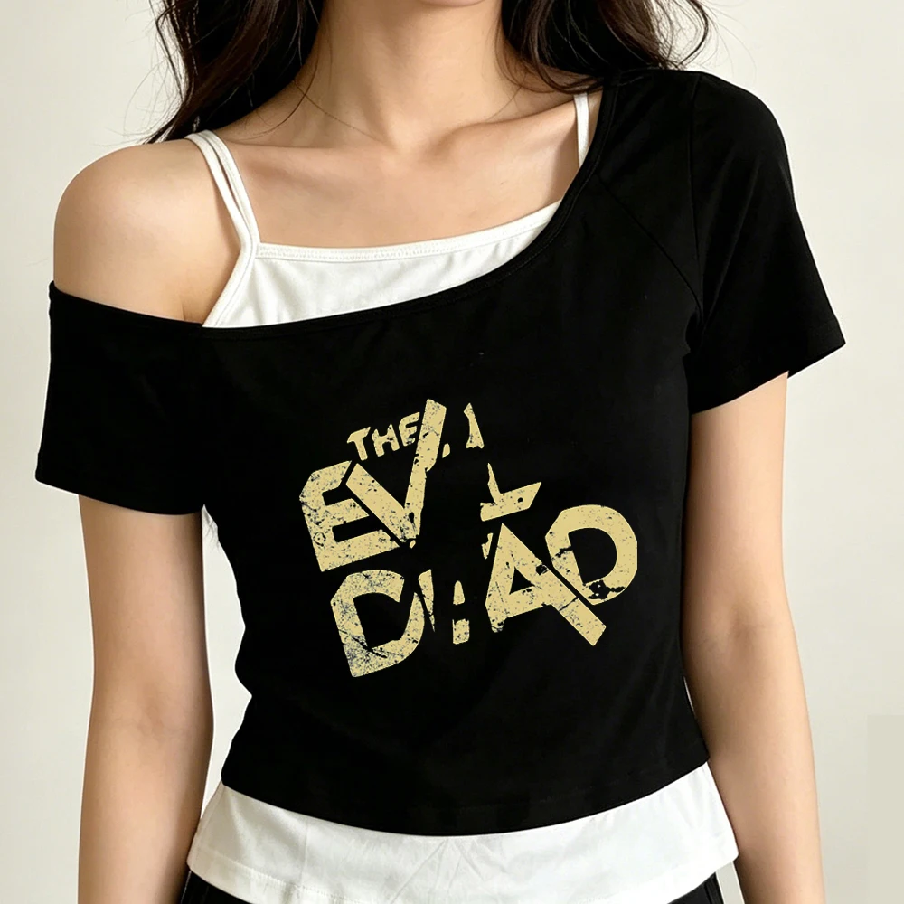 Evil Dead cropped top female emo 2000s anime funny manga t-shirt goth gyaru emo cute graphic